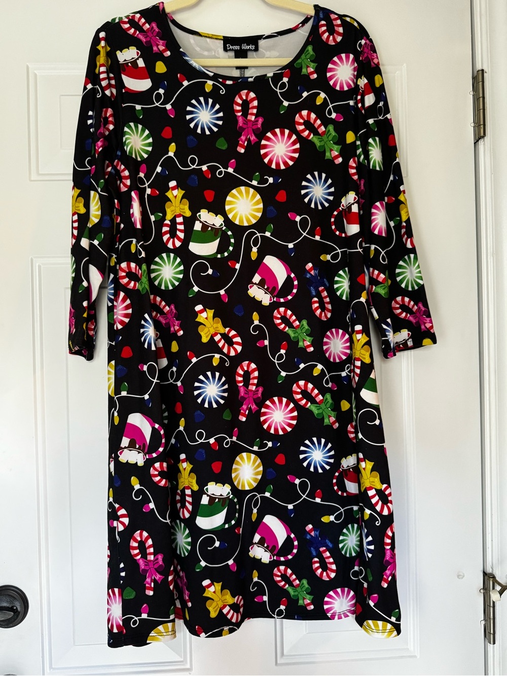 Dress Works Large Christmas Print Long Sleeve Dress